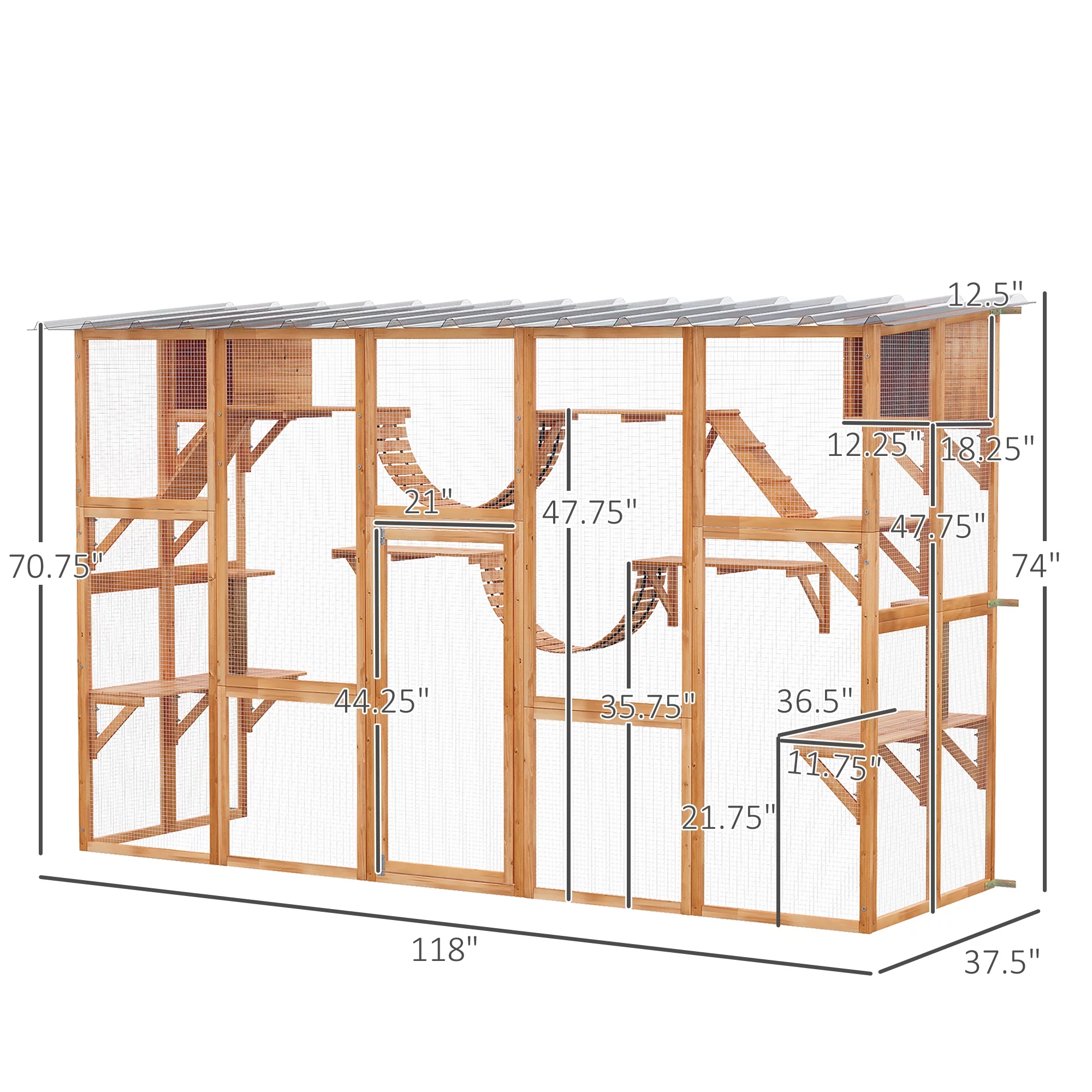 PawHut Catio Playground Outdoor Cat Enclosure Wooden Cat House Shelter - Radiant Selections