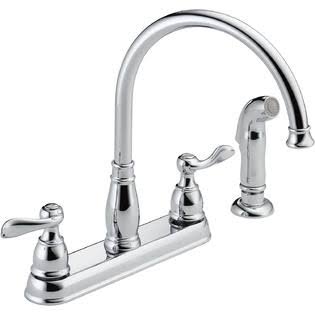 Delta Faucet Windemere 2-Handle Kitchen Sink Faucet with Side Sprayer in Matching Finish, Chrome 21996LF