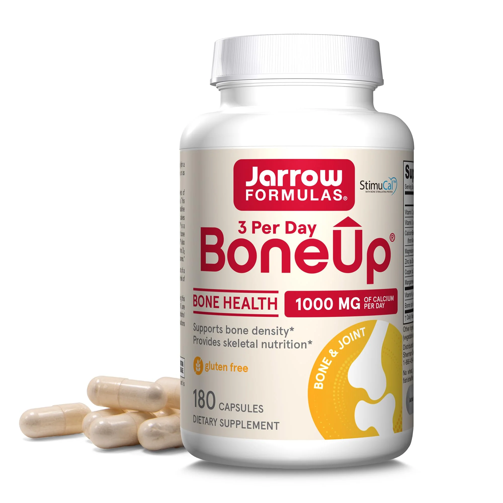 Jarrow Formulas BoneUp Three Per Day - 180 Capsules - 60 Servings - For Bone Support & Skeletal Nutrition - Includes Naturally Derived Vitamin D3