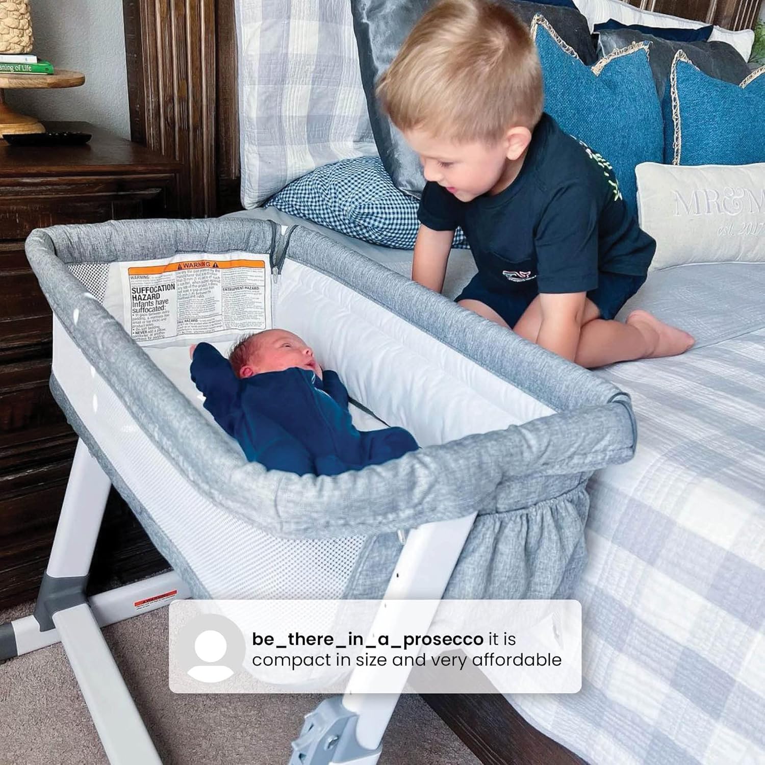 Delta Children Simmons Kids Dream Bedside Bassinet with Zip-Down Side Wall – Convenient Baby Sleeper with Breathable Mesh and Adjustable Heights