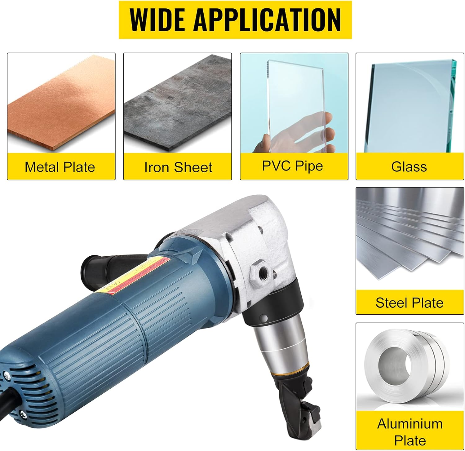 VEVOR Electric Metal Nibbler 625W Nibbler Metal Cutter 1000RPM High Speed Rotor 0.16in/4mm Metal Nibbler 110V w Replaced Blades Storage Case Sheet