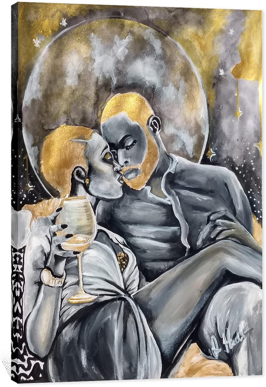 African American Wall Art, Black King and Queen Wall Art, Black Art Wall Art Decor, Black Couple Picture for Living Room Decor