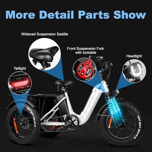 VICTRIP Electric Trike for Adults 100+ Miles Long Range 20" Fat Tire Electric Tricycle 750W 48V 31.5Ah Removable Dual Battery 3 Wheel Electric