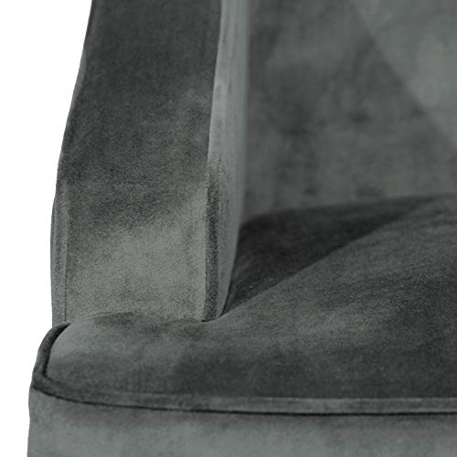 HomePop Velvet Swoop Arm Accent Chair, Suri Blue
