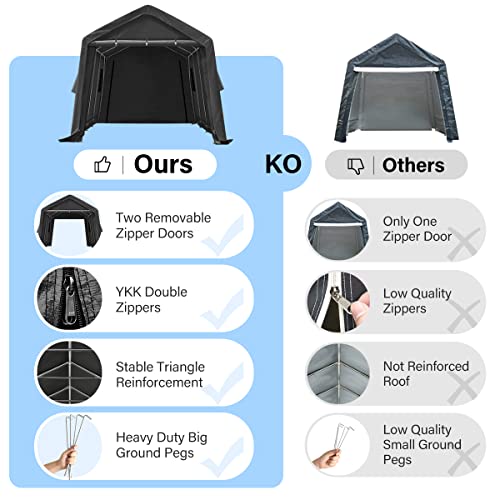 ADVANCE OUTDOOR 10x10 ft Heavy Duty Outdoor Patio Portable Canopy Storage Shelter Shed Carport with 2 Roll up Zipper Doors & Vents for Snowmobile