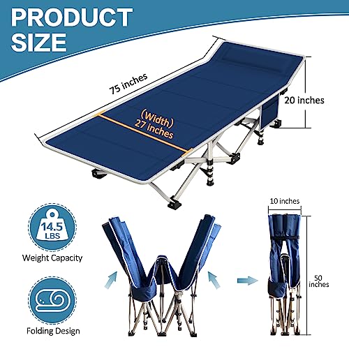 2 Pack Camping Cot with Mattress Comfortable Cot Bed Folding Cot Heavy Duty Cots for Sleeping with Carry Bag for Adults Kids Guest Bed Outdoor Indoor