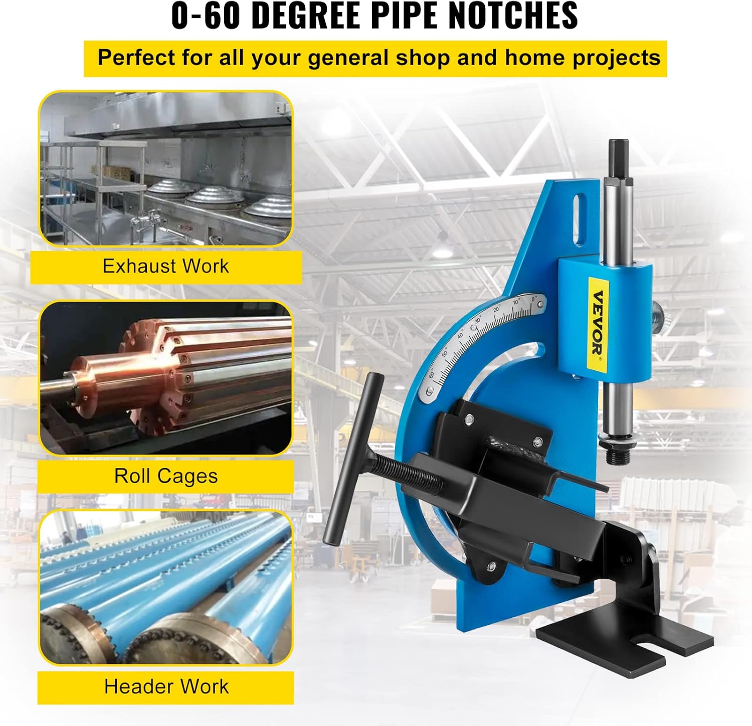 VEVOR Pipe Tubing Notcher 60 Degree Tubing and Pipe Notcher Hole Saw Up to 2" Round Tubing Tube Notcher Tool Aluminium Frame Tube Notcher