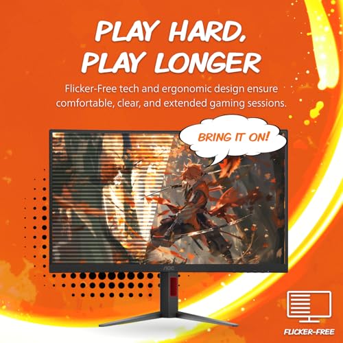 AOC CQ32G4VE 32" Curved Frameless Gaming Monitor 2K QHD, 1500R Curved VA, 180Hz, 0.5ms Response Time, 2X Display Port, 2X HDMI
