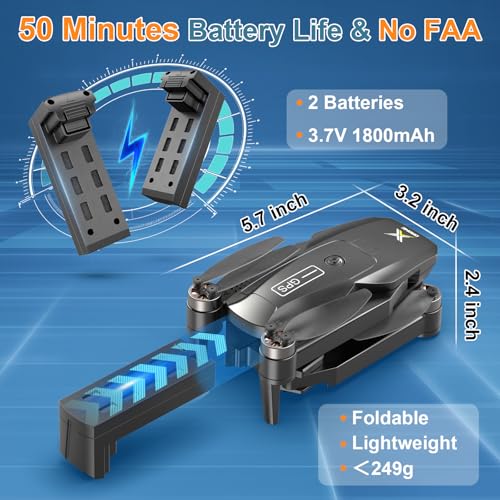 GPS Drones with Camera for Adults 4K, Brushless Motor FPV RC Quadcopter with Auto Return, Follow Me, Headless Mode, 50 Mins Long Flight