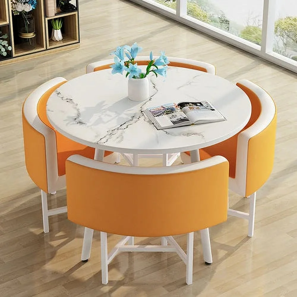 Dining Table Set 4 Chairs Office Reception Seat Suits Negotiation Table Casual Visitor Round Table Visitor Office Desk Chair Set
