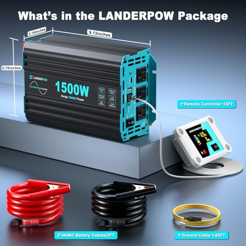 Pure Sine Wave 3500W Power Inverter 12V DC to 120V AC for RV, Truck, Home, Off-Grid, Solar, Inverter with 3 AC Outlet, 30W USB-C, 5V 3.1A USB