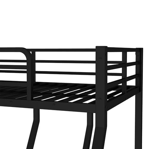 Heavy Duty Bunk Bed Frame with Ladder, Twin XL Over Twin XL Bunk Beds with Safety Guardrails, Adults Bunk Beds with Noise-Reducing Rubber Stoppers