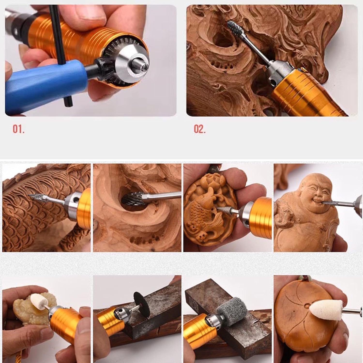 FlySkip Flex Shaft Rotary Tool 780W 6.5MM Flex Shaft Hanging Grinder Carver 1/4 Inch HP Flex Shaft Tool Multi-function Metalworking with Foot Pedal