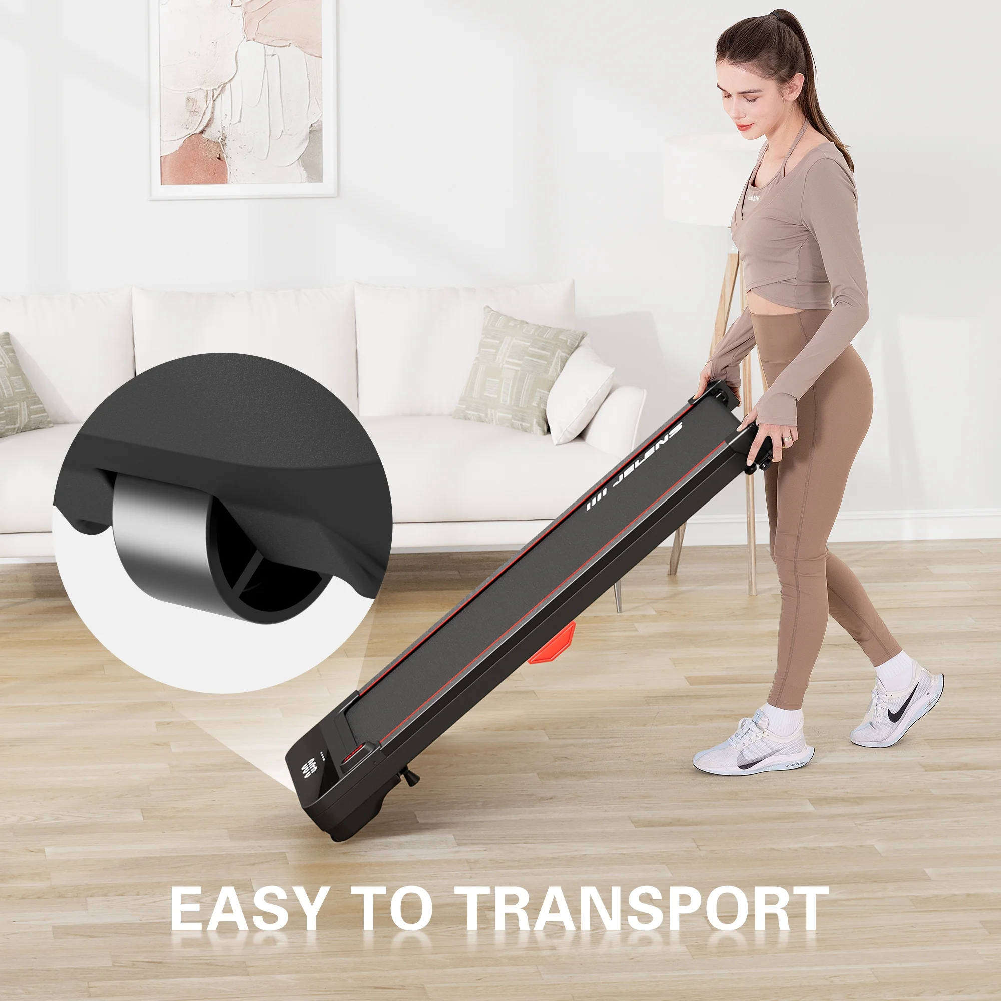 JELENS Walking Pad, Under Desk Treadmill, 2.5HP Portable Treadmills for Home Office, Walking Jogging Machine with Remote Control, LED Display