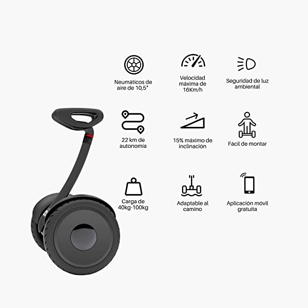 Segway Ninebot S and S-Max Smart Self-Balancing Electric Scooter with LED Light, Powerful and Portable, Compatible with Gokart kit Ninebot S, Black