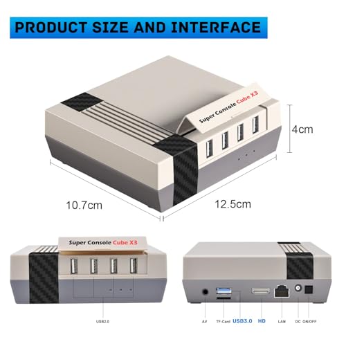 Kinhank Retro Game Console with 100000+Games,Super Console CUBE X3 Video Game Console with EmuElec 4.5/Android 9/CoreE,8K Output,2.4+5G,BT 4.0