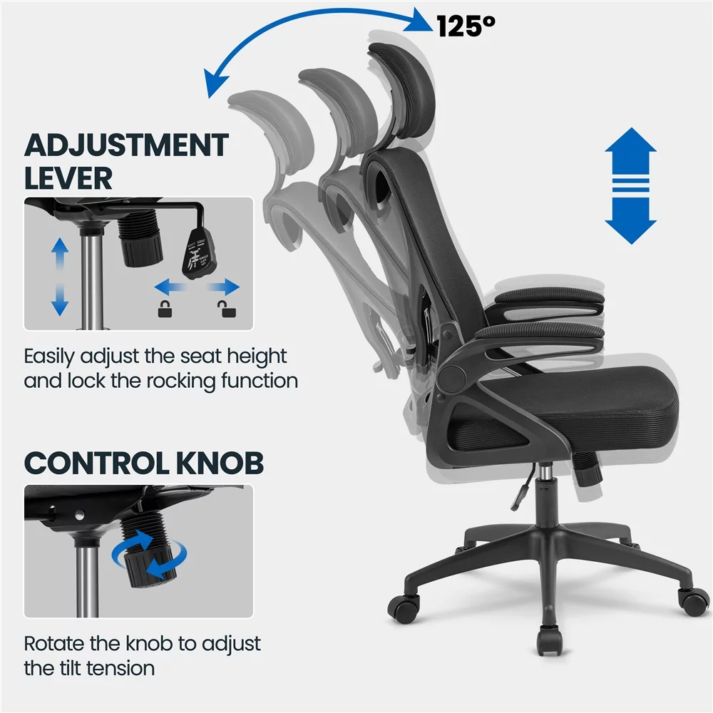 Alden Design Ergonomic Mesh Office Chair with High Back, Black