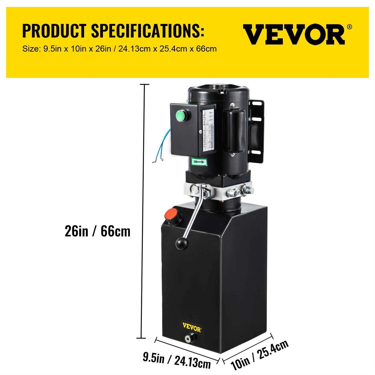 VEVOR Hydraulic Pump 14 Quart Hydraulic Power Unit 2950 Psi Car Lift Hydraulic Pack Dump Trailer 220V 60Hz 1 Ph Auto Repair Sho