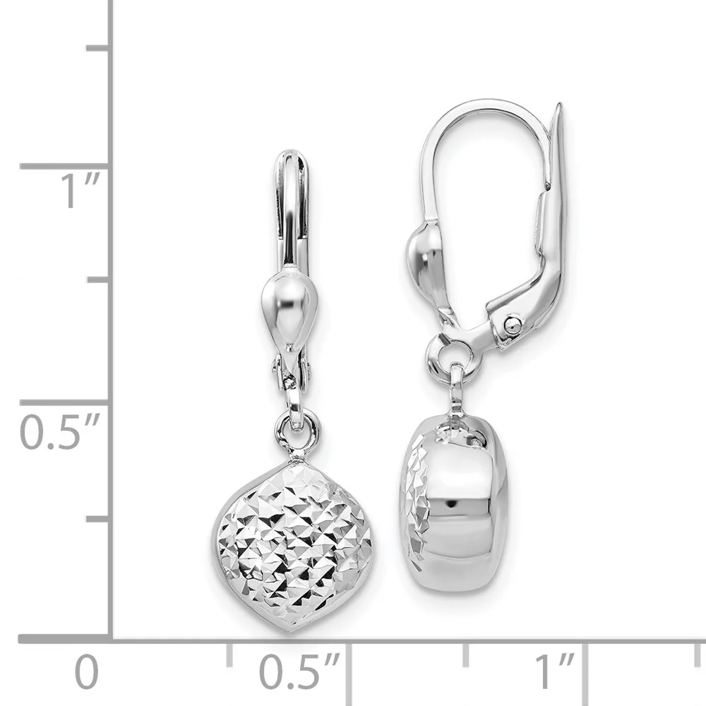 Primal Gold 14 Karat White Gold Diamond-cut Dangle Leverback Earrings