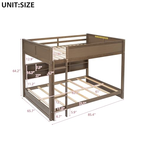 Ball & Cast Twin-Over-Twin Bunk Bed with Twin-Size Trundle and 3 Storage Stairs,Wood Bunkbed w/Full-Length Guardrails,Slat Support