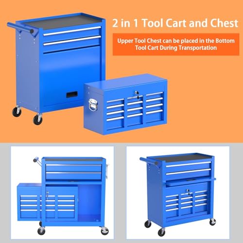 8-Drawer High Capacity Rolling Tool Chest, Removable Cabinet Storage Tool Box with Wheels and Drawers