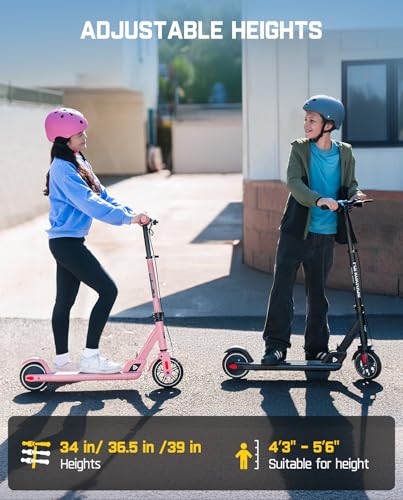 FanttikRide T9 Electric Scooter for Kids 4.3-5.6 ft, 7/10/12 MPH, LED Battery Level, Height Adjustable and Foldable, Electric Scooter for Kids