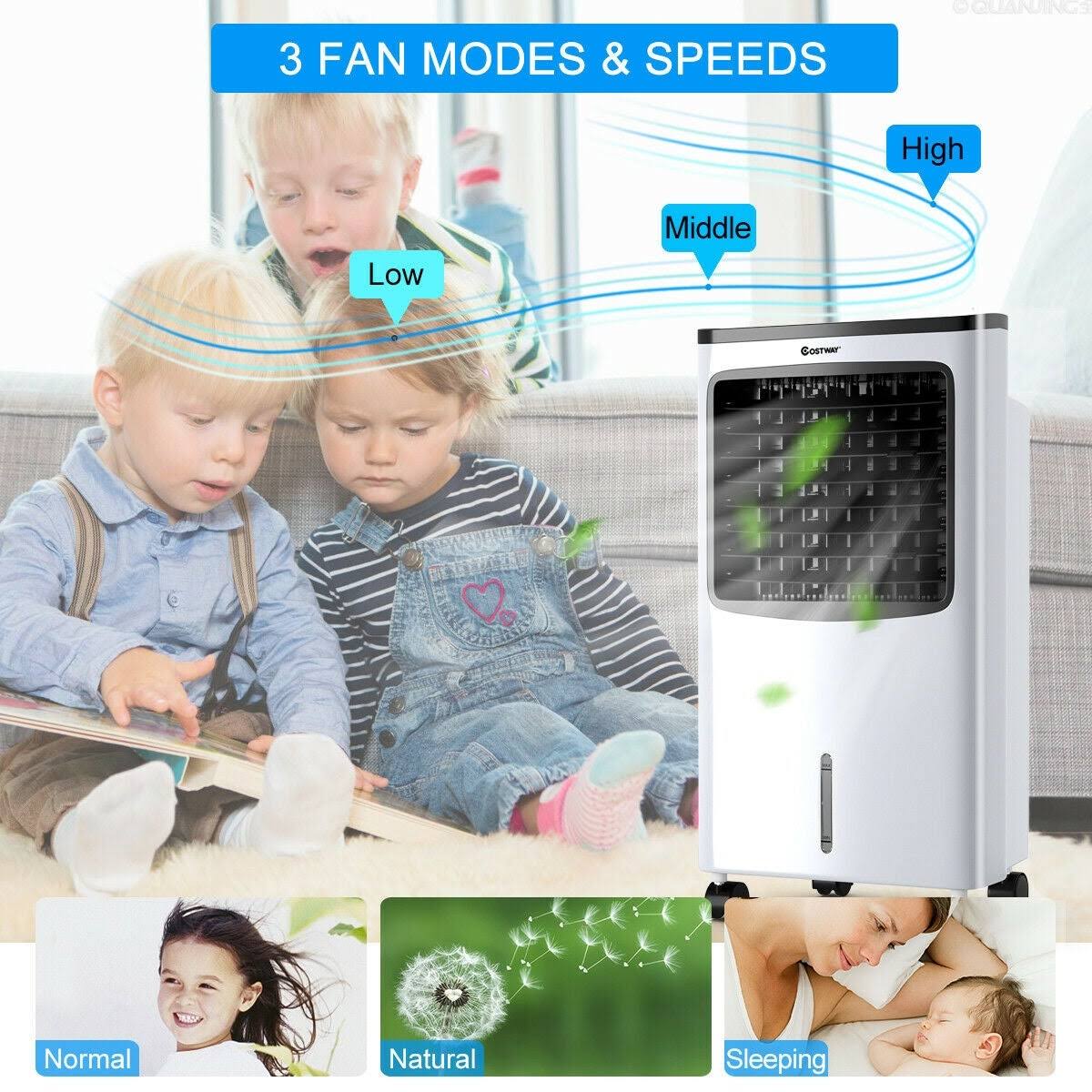 Costway Portable Cooler Fan Filter Humidify Anion w/ Remote Control - Black