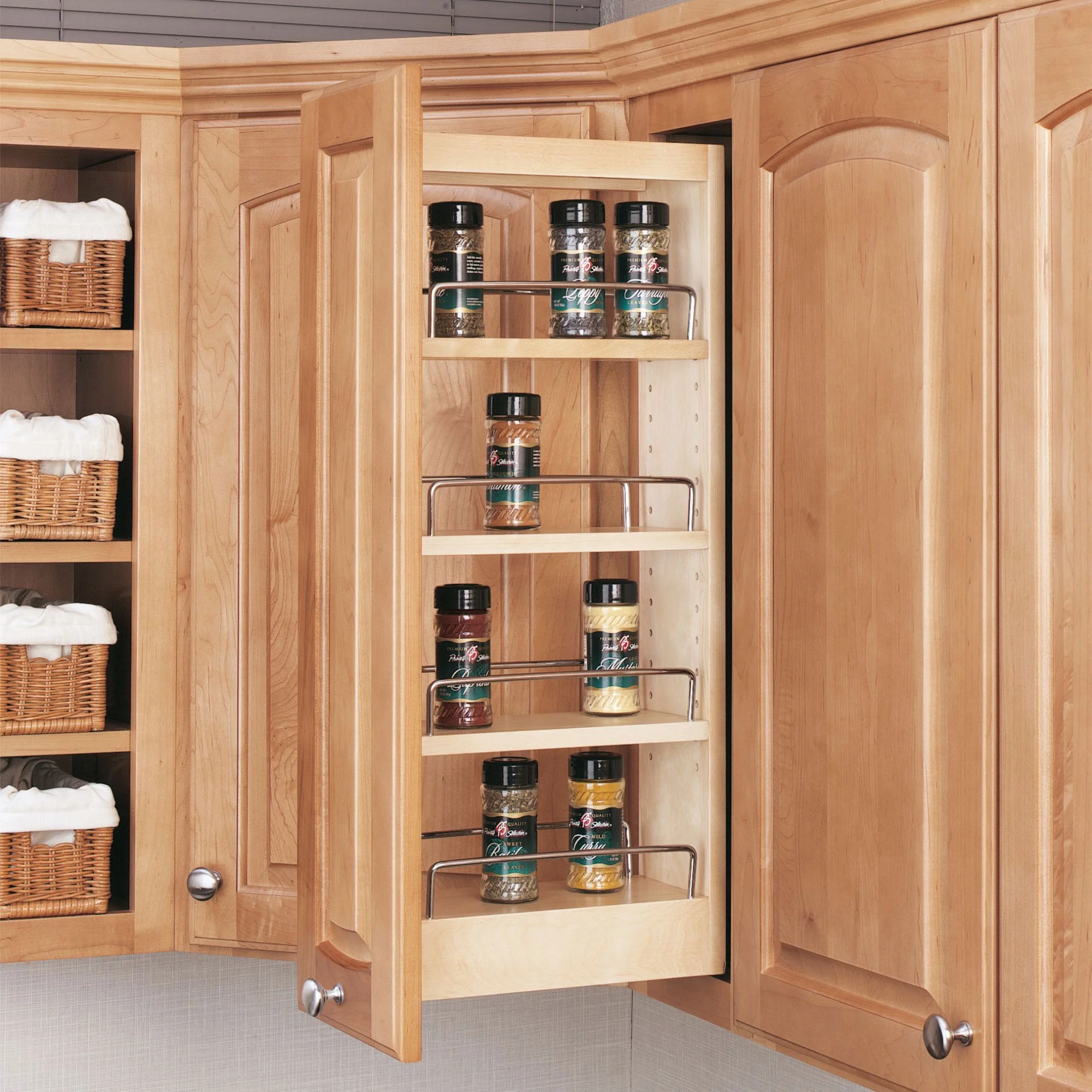 Rev-A-Shelf 448-WC-5C 5-Inch Wood Pull Out Wall Cabinet Organizer, Maple