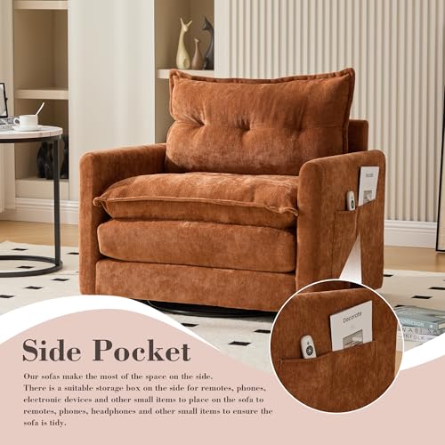 360 Swivel Accent Barrel Chair with Storage Ottoman & Headrest