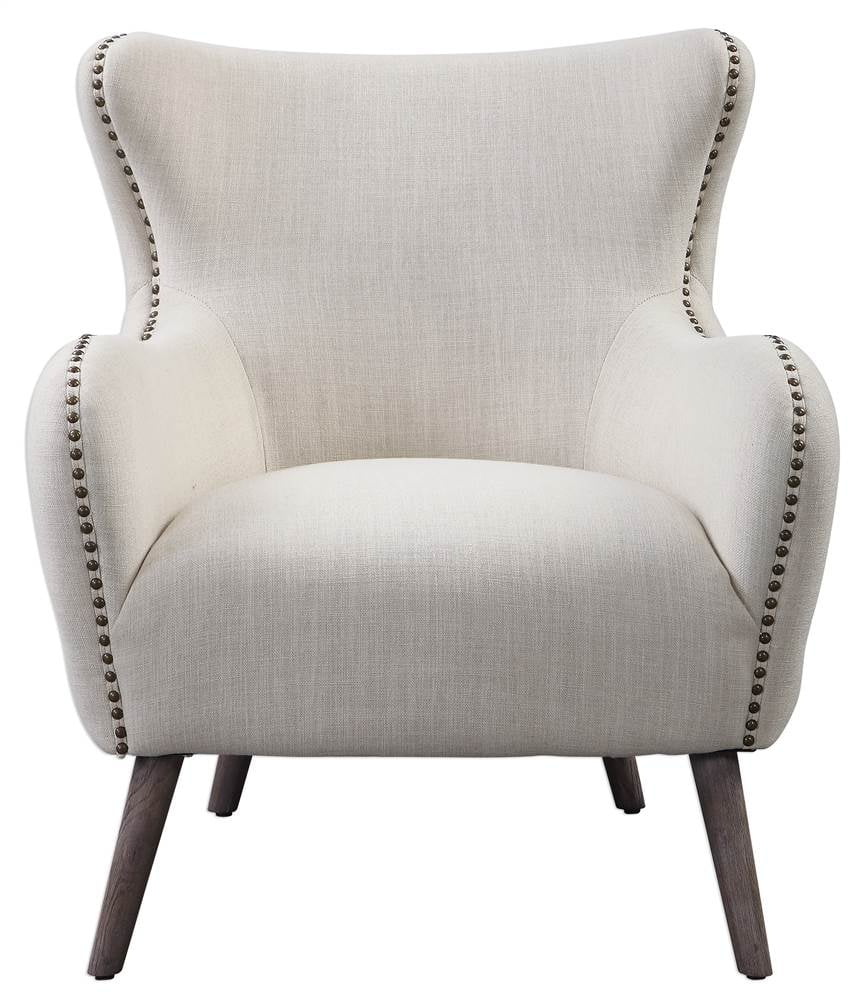 Uttermost 23500 Donya 31-1/2" Wide Wood Framed Linen Wingback Chair - Off White