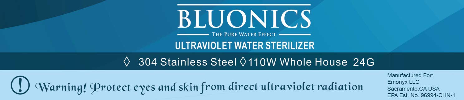 Bluonics 110W UV Ultraviolet Light Plus Sediment and Carbon Well Water Filter Purifier System with NPT 1" Ports