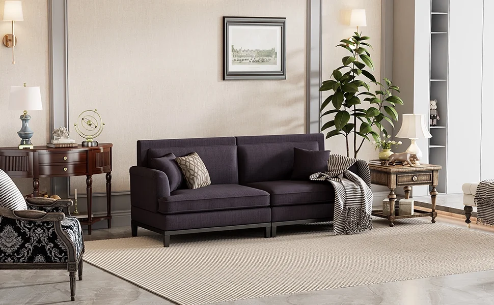 Churanty Modern Loveseat Sofa Upholstered Couch with 2 Pillows,Love Seats for Small Spaces Office Apartment,Grey