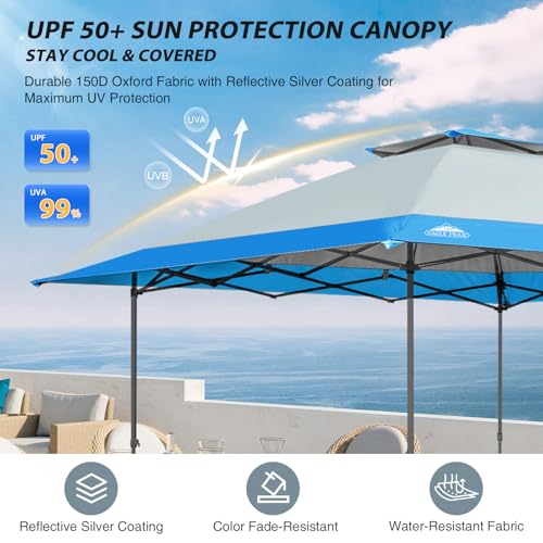 EAGLE PEAK 13x13 Straight Leg Pop Up Canopy Tent Instant Outdoor Canopy Easy Single Person Set up Folding Shelter w/Auto Extending Eaves 169 Square