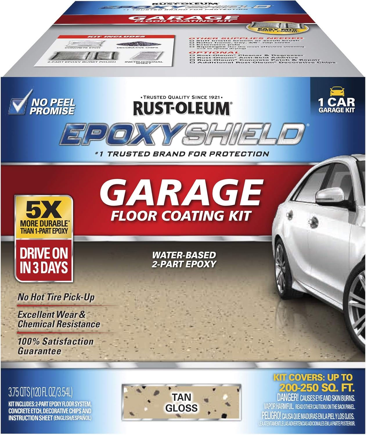 Rust-Oleum 251965 EPOXYSHIELD Garage Floor Coating, 1 Car Kit, Gray