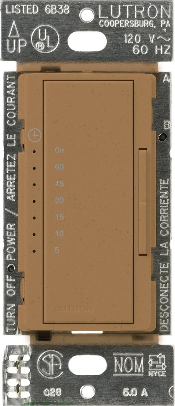 Lutron Maestro Countdown Timer Switch for Halogen and Incandescent Bulbs, 5-Amp Light/3-Amp Fan, Single-Pole or Multi-Location, MA-T51MN-WH, White