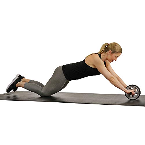 Sunny Health & Fitness Waist Trainer Ab Roller with Elbow Support, Training Wheels, Foldable for Home Gym, Abdominal Exercises, Core Strength