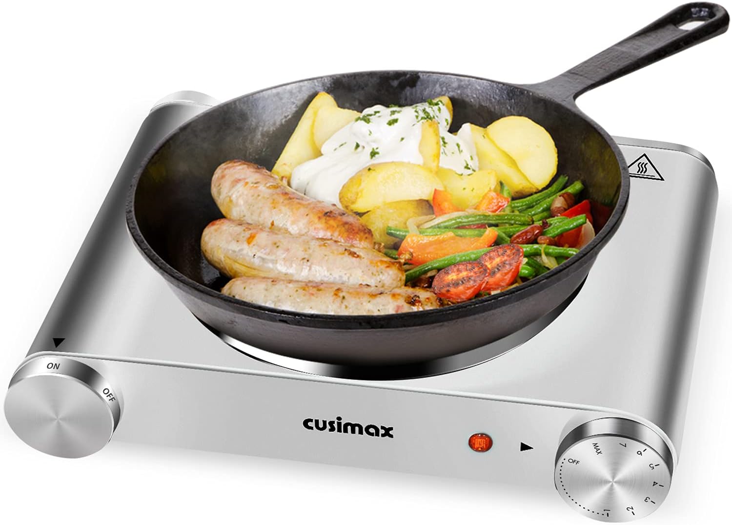 Cusimax Hot Plate Electric Burner Single Burner Cast Iron hot plates for cooking Portable Burner 1500W with Adjustable Temperature Control Stainless
