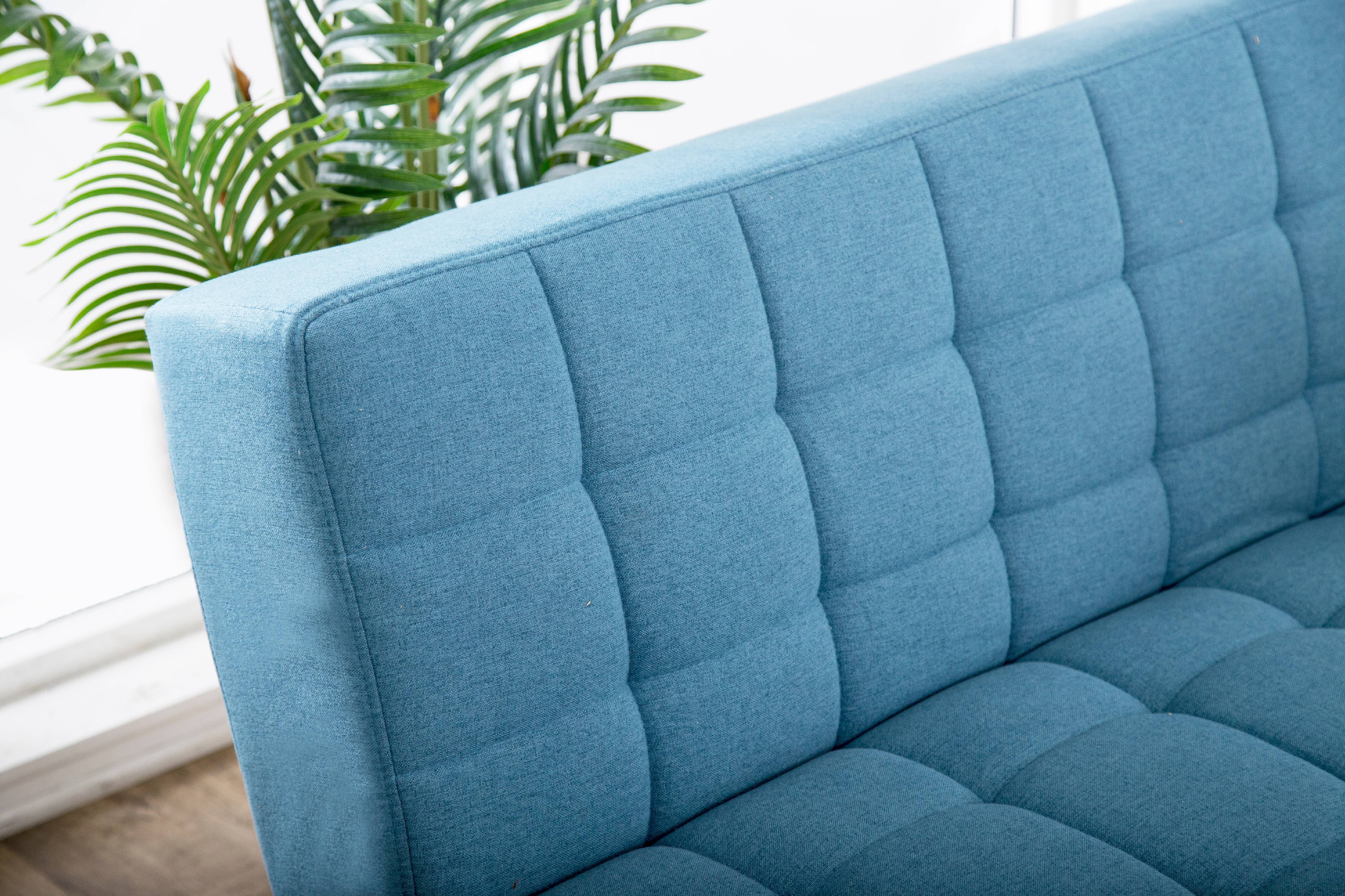 Devon & Claire Miles Tufted Fabric Convertible Sofa Futon, Blue