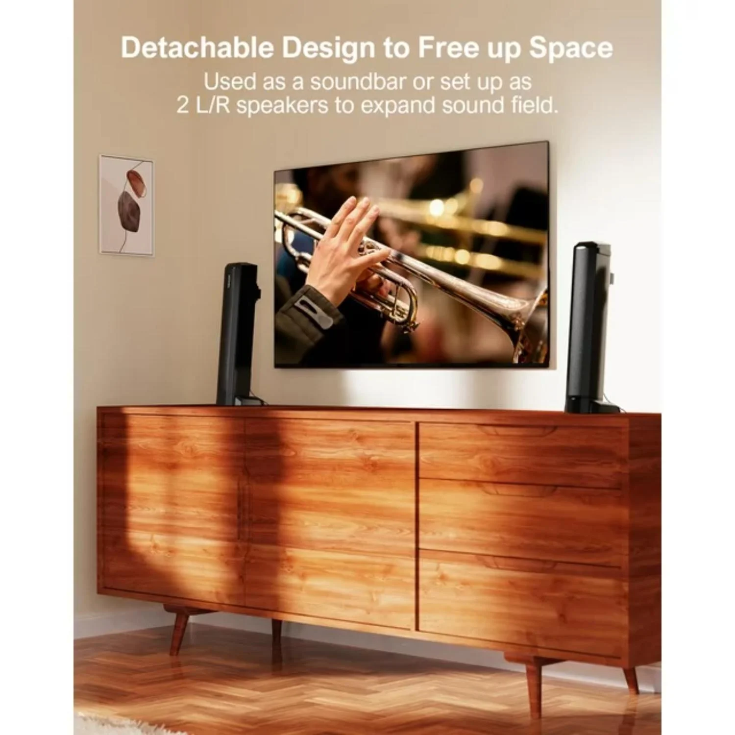 ULTIMEA 2.2ch Sound Bar for TV, Built-in Dual Subwoofer, 2 in 1 Separable Bluetooth 5.3 Soundbar , Bassmax Adjustable TV Surround Sound Bar