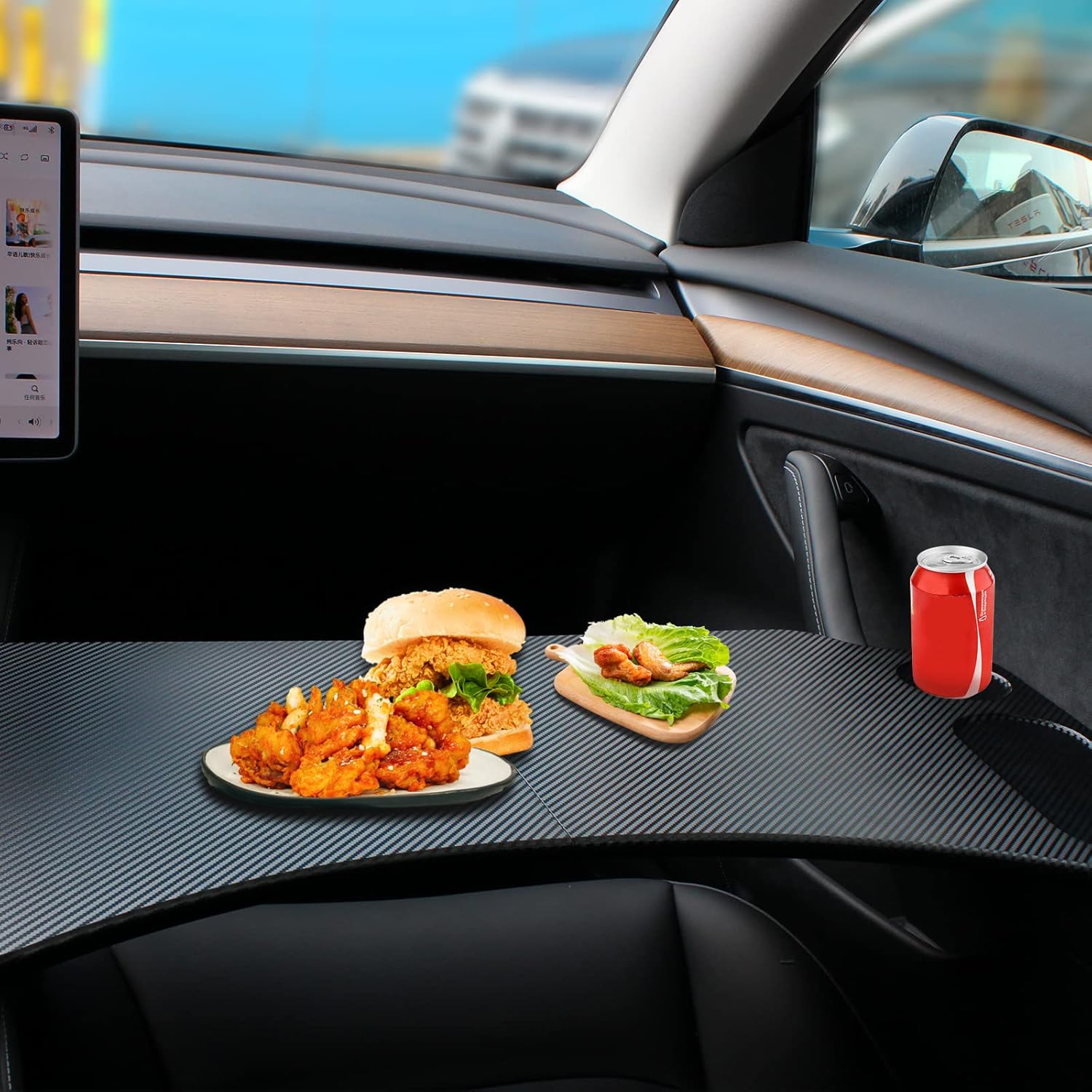 nhmtech Tesla Model 3 Model Y Foldable Laptop Working Table for Working Tray Eat Lunch in Car Tray Table for Driver. Pack of 2