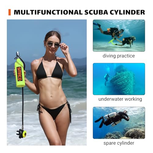SMACO Mini Scuba Tank S400 Scuba Tank 1.0L Capacity with 15-20 Minutes Underwater Breathing(No More Than 33ft) Portable Diving Gear Emergency Backup