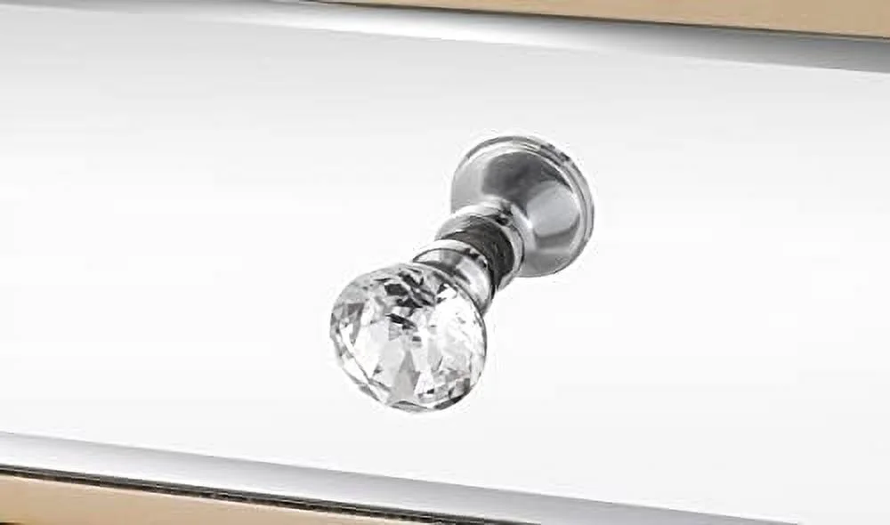 TJBOLIFE Mirrored Nightstand Bedside Table  Modern 3-Drawer Mirrored Accent End Tables Sofa  with Crystal-Style Knobs for Bedroom  Living Room