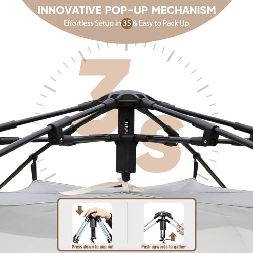 Chihee Camping Tents Pop-Up Stand-up Tent, Family Cabin Tent with Awning Porch 3-Person Outdoor Shelter with Screen Room Large Capacity