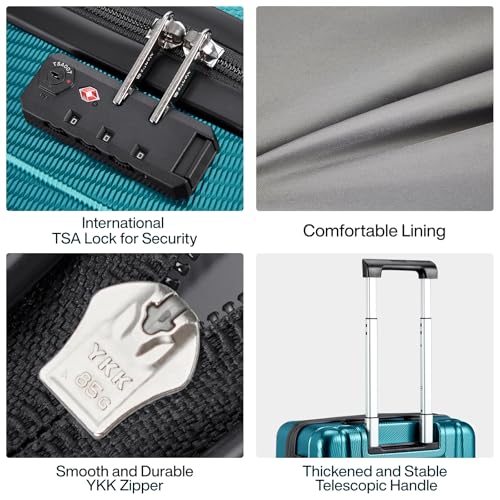 Hanke 29 Inch Luggage Suitcases With Spinner Wheels Lightweight PC hardside Rolling Suitcase With Travel Lock, Checked-Large 29-Inch(Blackish Green)
