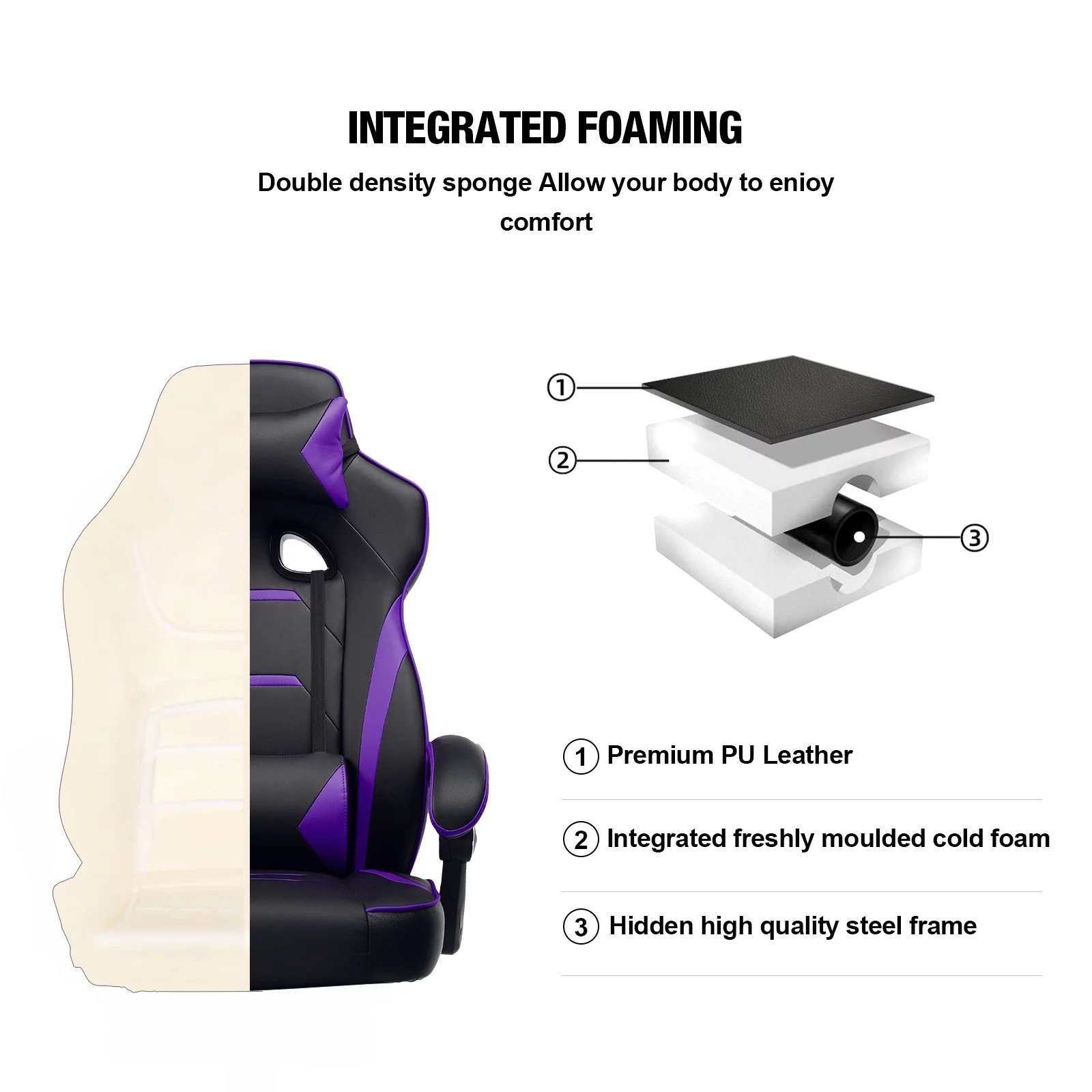GTRACING Adjustable & Ergonomic Swivel Gaming Chair, Purple