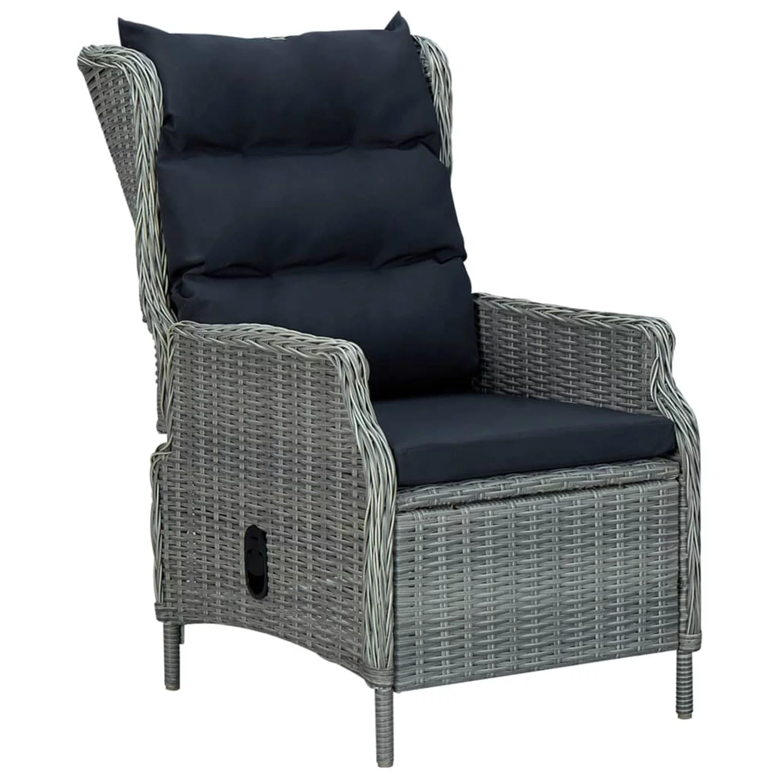 Suzicca Reclining Patio Chair with Footstool Poly Rattan Gray