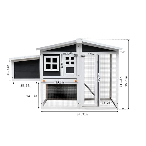 Outdoor Chicken Coop for 8 Chickens, 2025Upgraded Portable Wooden Hen House with Nesting Boxes, Chicken House, Chicken Run Cage