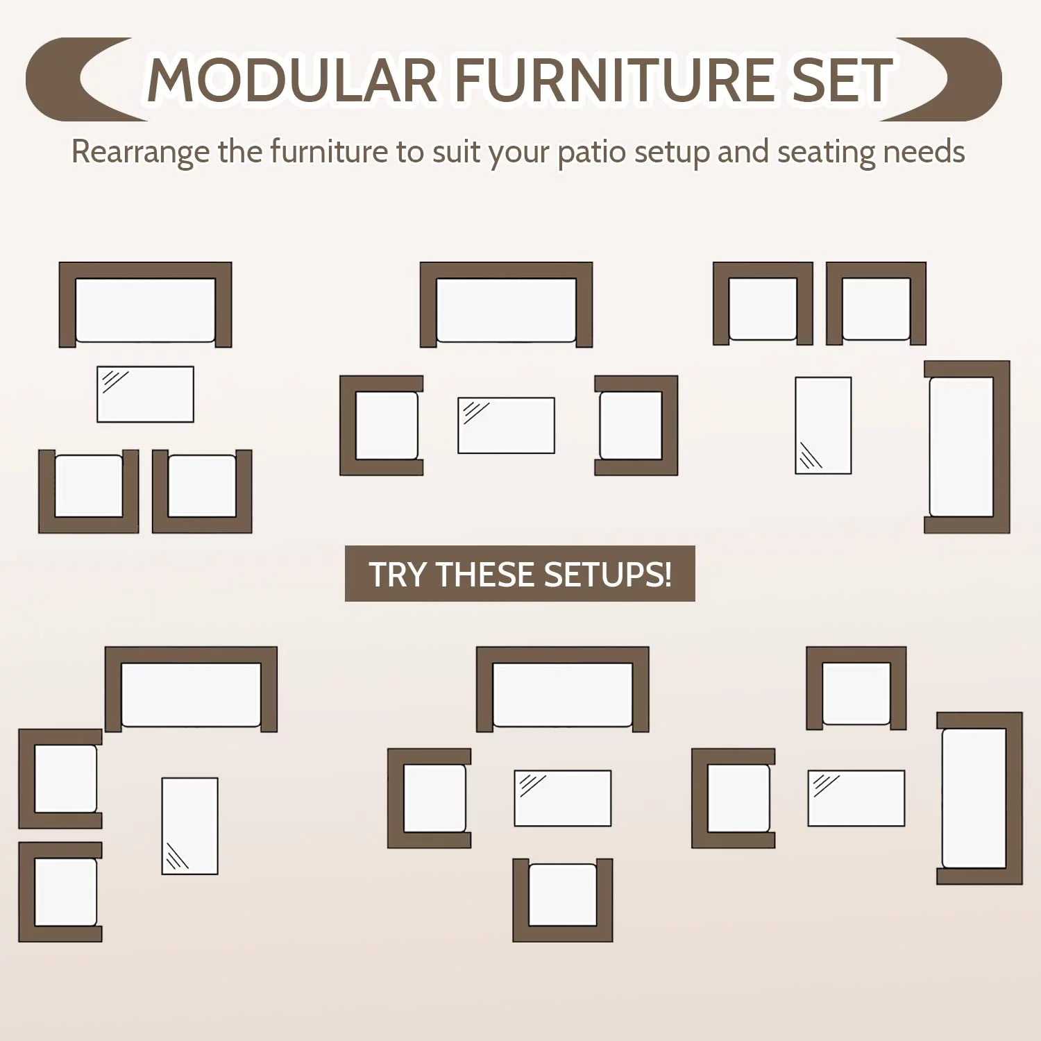 Tappio 4 Piece Patio Conversation Wicker Furniture Set, Outdoor Patio Sectional Furniture Set w/Glass-Top Coffee Table & Gray Cushions