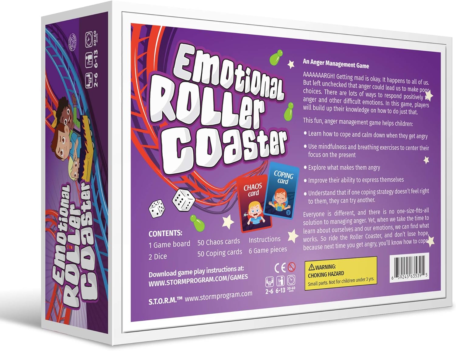 Emotional Rollercoaster | Anger Management Board Game for Kids & Families | Therapy Learning Resources | Anger Control Card Game | Emotion Board