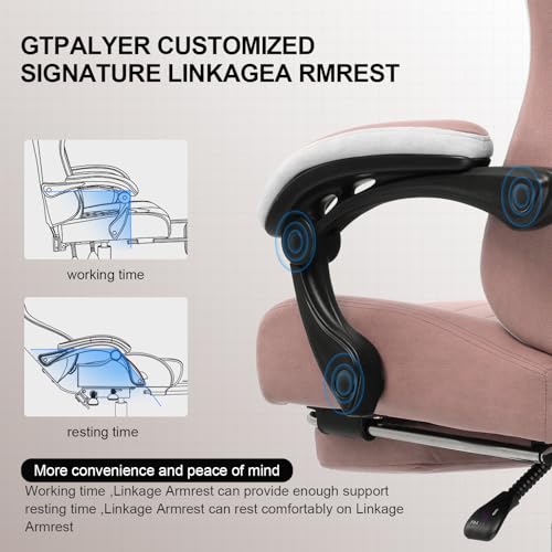 GTPLAYER Gaming Chair, Computer Office Chair with Pocket Spring Cushion, Linkage Armrests and Footrest